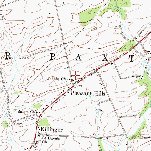 Topographic Map of Jacobs Church, PA