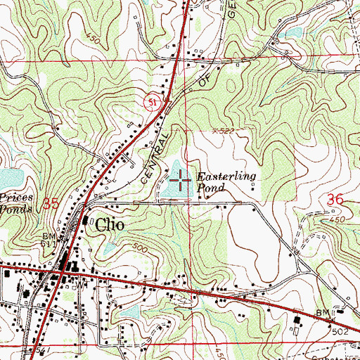 Topographic Map of Easterling Pond, AL