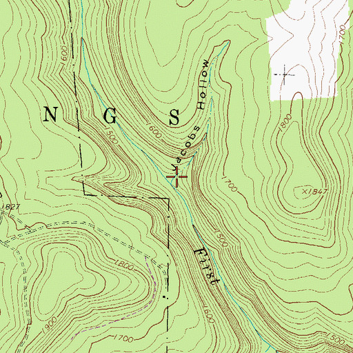 Topographic Map of Jacobs Hollow, PA