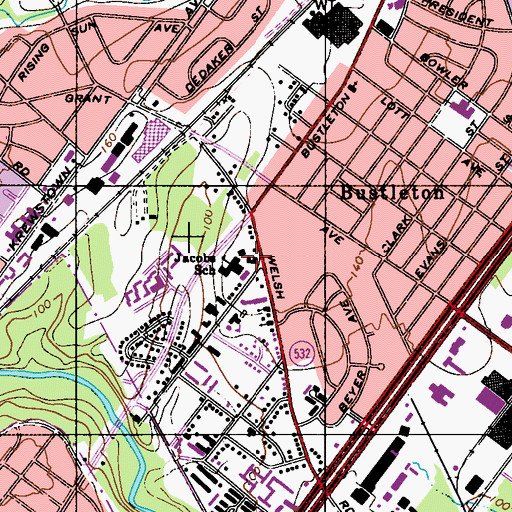 Topographic Map of Jacobs School, PA