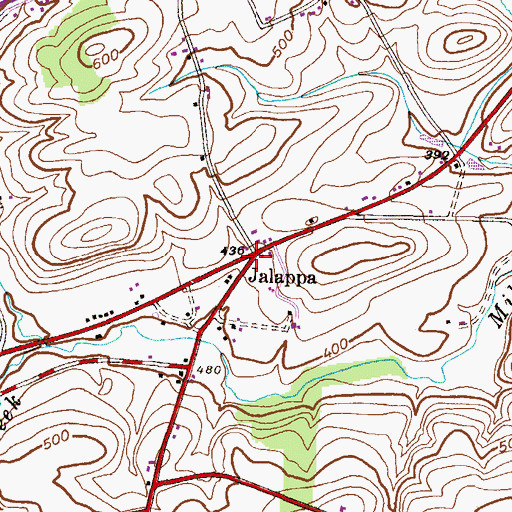 Topographic Map of Jalappa, PA