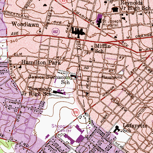 Topographic Map of James Buchanan Elementary School, PA
