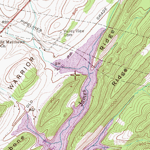 Topographic Map of James Creek Church, PA