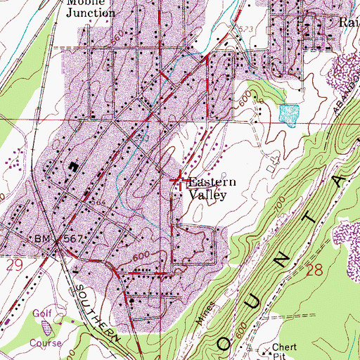 Topographic Map of Eastern Valley, AL