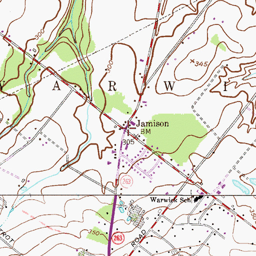 Topographic Map of Jamison, PA