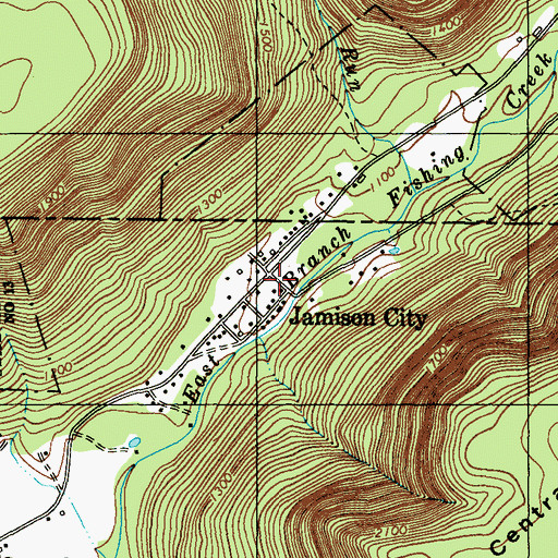 Topographic Map of Jamison City, PA