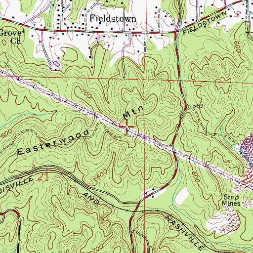 Topographic Map of Easterwood Mountain, AL