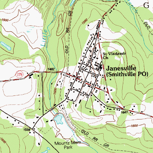 Topographic Map of Janesville, PA