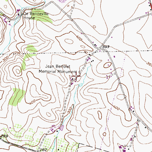 Topographic Map of Jean Bertolet Memorial Monument, PA