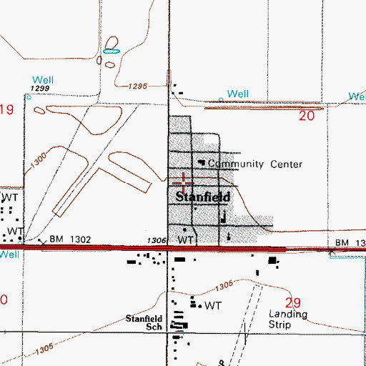 Topographic Map of Stanfield, AZ