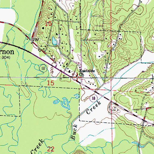 Topographic Map of Eastside Church, AL