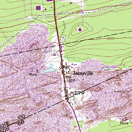 Topographic Map of Jeansville, PA