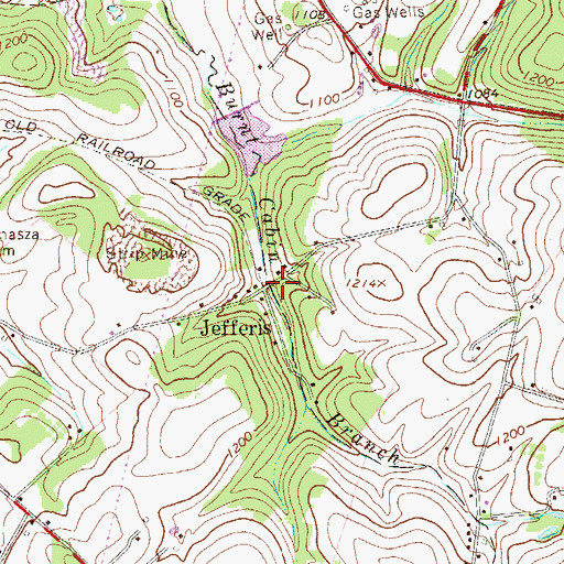 Topographic Map of Jefferis, PA
