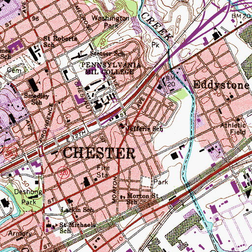 Topographic Map of Jefferis School, PA