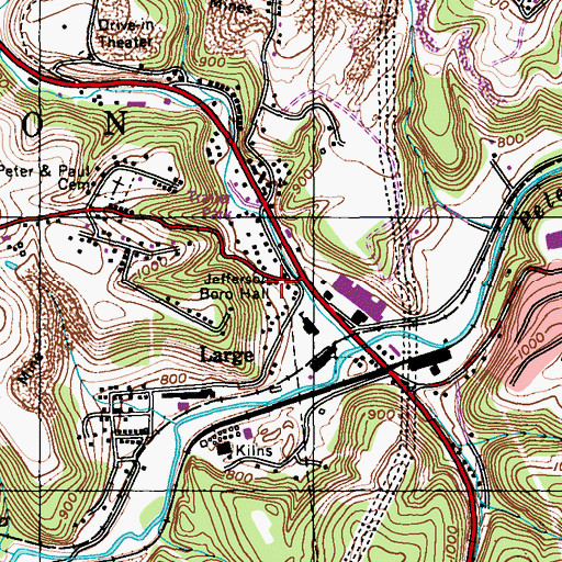 Topographic Map of Jefferson Boro Hall, PA