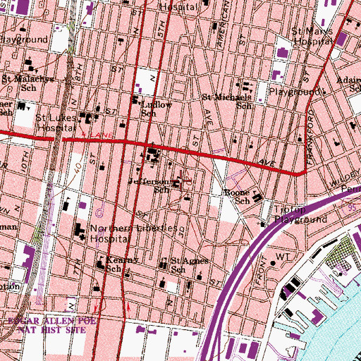 Topographic Map of Jefferson School, PA