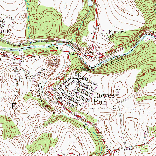 Topographic Map of Jefferson School, PA