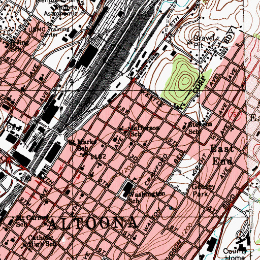 Topographic Map of Jefferson School, PA