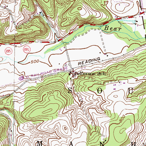 Topographic Map of Jefferson School, PA