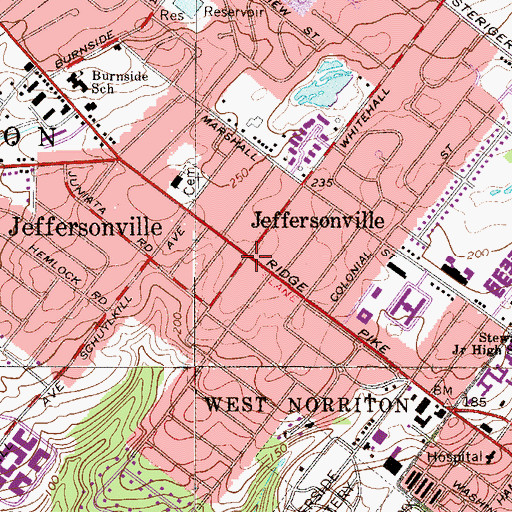 Topographic Map of Jeffersonville, PA