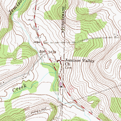 Topographic Map of Jemison Valley Church, PA