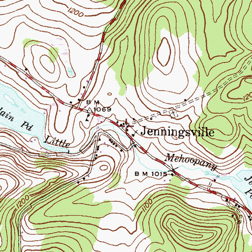 Topographic Map of Jenningsville, PA