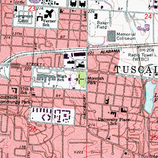 Topographic Map of Eastwood Park, AL