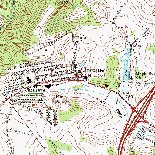 Topographic Map of Jerome, PA