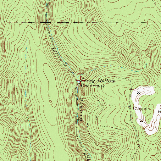Topographic Map of Jerry Hollow Reservoir, PA