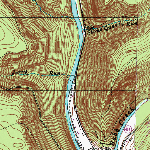 Topographic Map of Jerry Run, PA