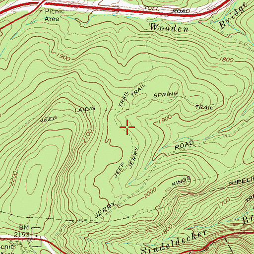 Topographic Map of Jerry Trail, PA