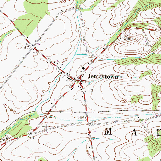 Topographic Map of Jerseytown, PA