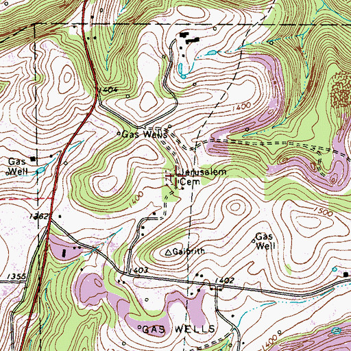 Topographic Map of Jerusalem Cemetery, PA