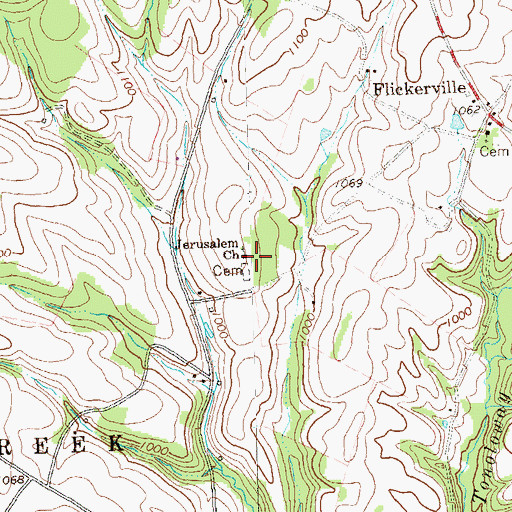 Topographic Map of Jerusalem Church, PA