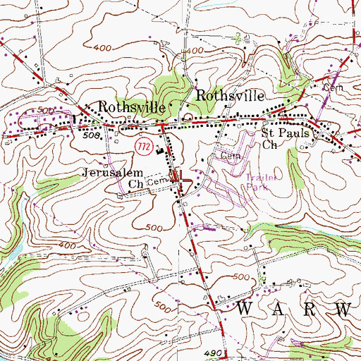Topographic Map of Jerusalem Church, PA