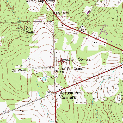 Topographic Map of Jerusalem Corners Cemetery, PA