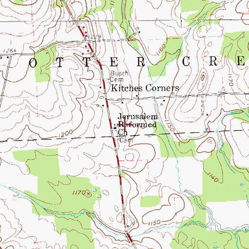 Topographic Map of Jerusalem Reformed Church, PA