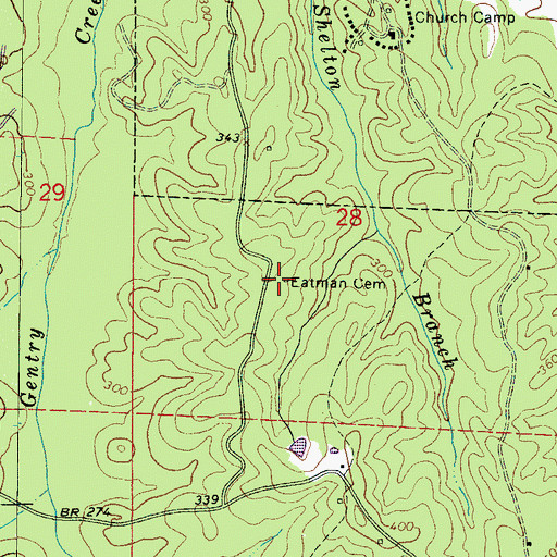 Topographic Map of Eatman Cemetery, AL