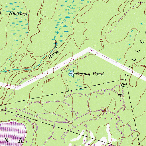 Topographic Map of Jimmy Pond, PA