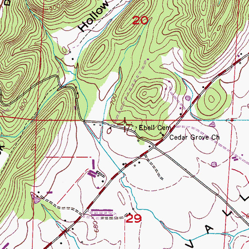 Topographic Map of Ebell Cemetery, AL