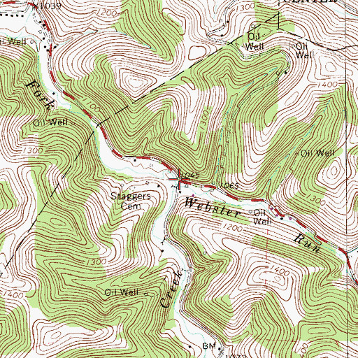 Topographic Map of Job Creek, PA