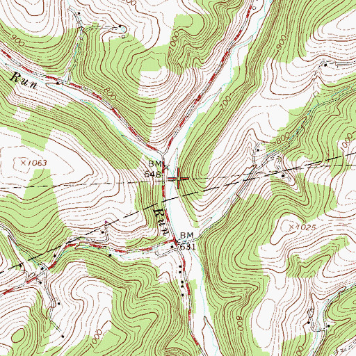Topographic Map of Jobes Run, PA