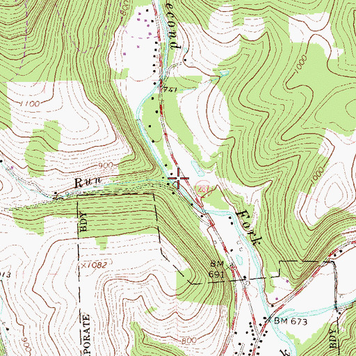 Topographic Map of Joes Run, PA