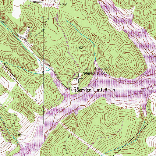 Topographic Map of John Anderson Memorial Cemetery, PA