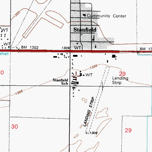 Topographic Map of Stanfield Elementary School, AZ