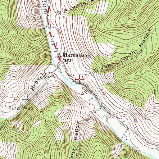 Topographic Map of John Smith Hollow, PA