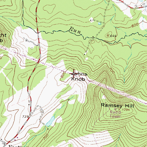 Topographic Map of Johns Knob, PA