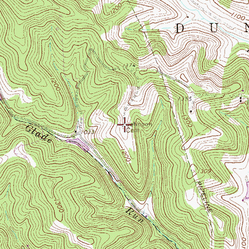 Topographic Map of Johnson Cemetery, PA