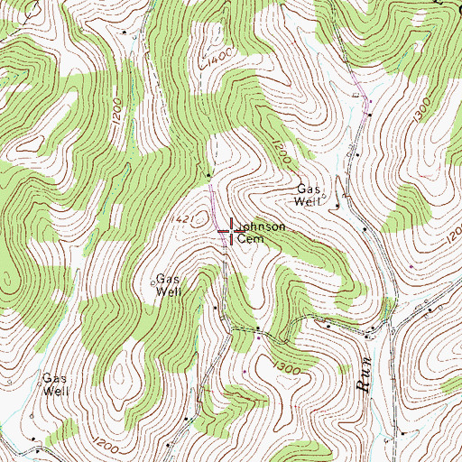 Topographic Map of Johnson Cemetery, PA