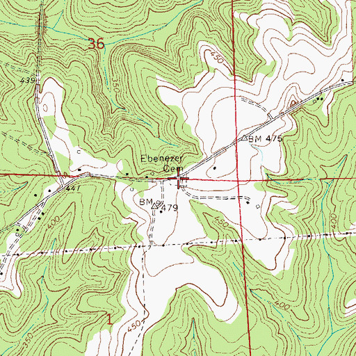 Topographic Map of Ebenezer Cemetery, AL